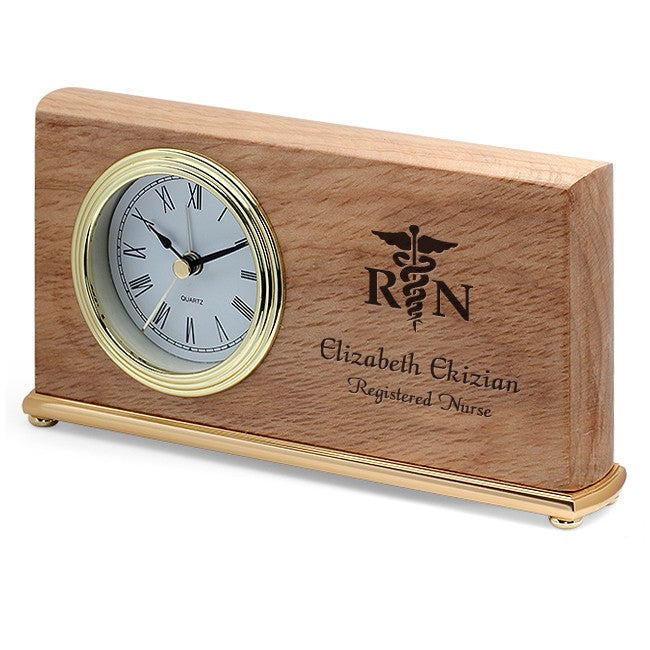Nurse's Personalized Wood Desk Clock