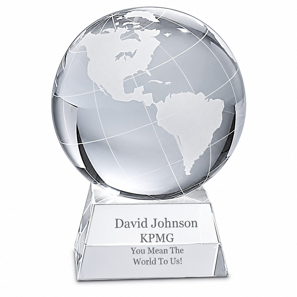 Clear Crystal Globe With Laser Engraved Pedestal Base - 5 1/2" Height
