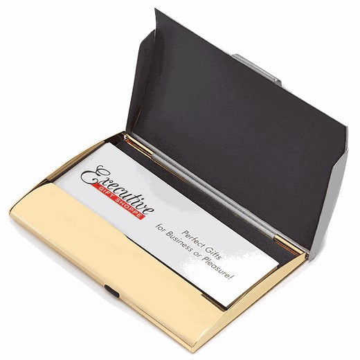 Silver & Gold Business Card Holder with Three Dot Design - Executive Gift Shoppe