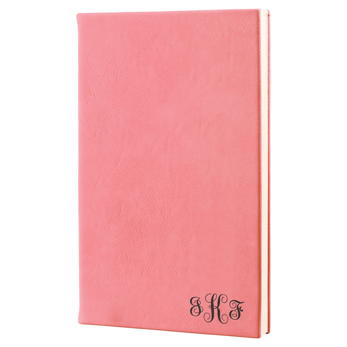Pink Journal with Black Satin Bookmark with Script Monogram