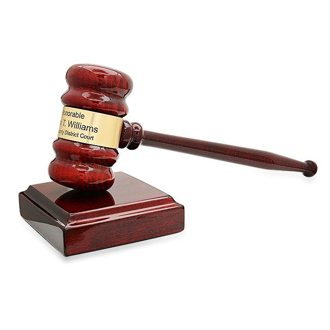 Personalized Rosewood Gavel & Sounding Block Set - Executive Gift Shoppe