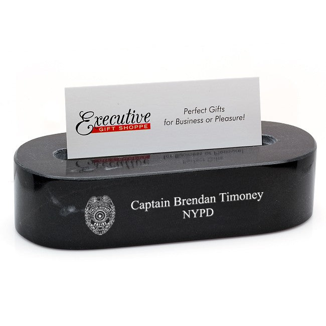 Police Badge Desktop Business Card Stand - Executive Gift Shoppe