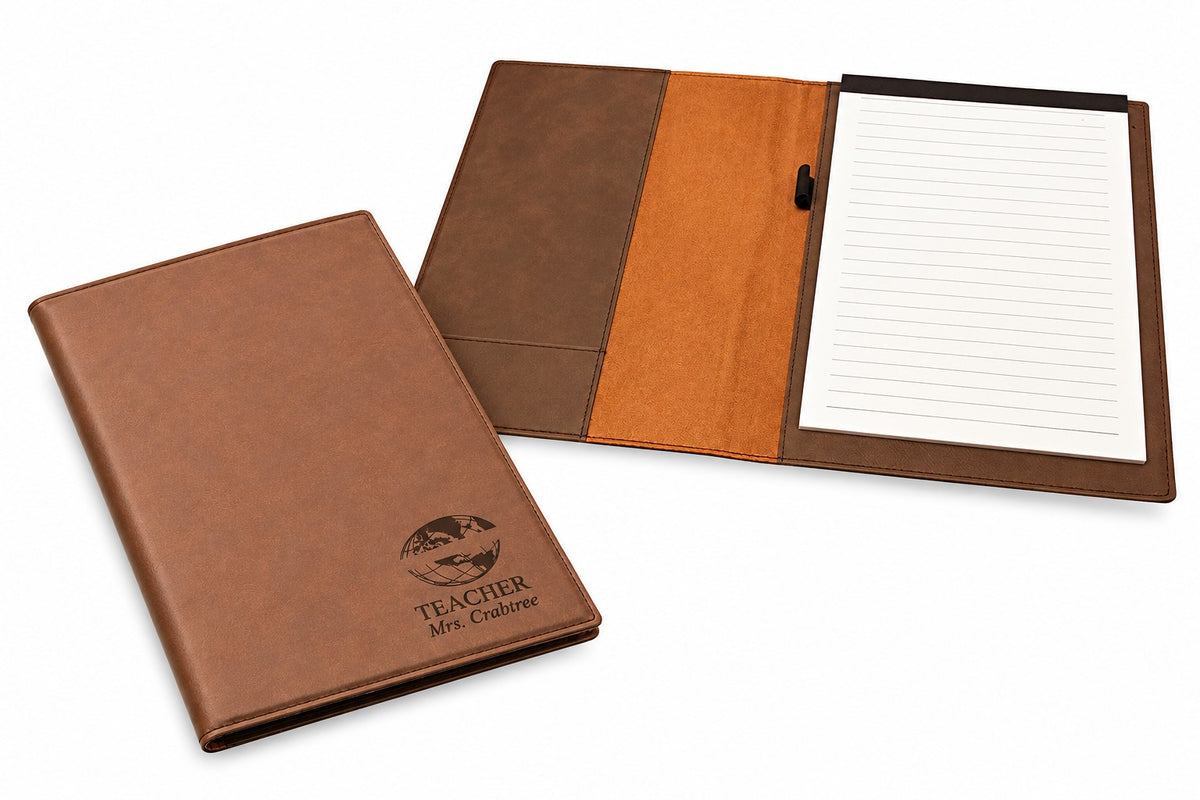 World's Best Teacher Brown Leatherette Mini Portfolio