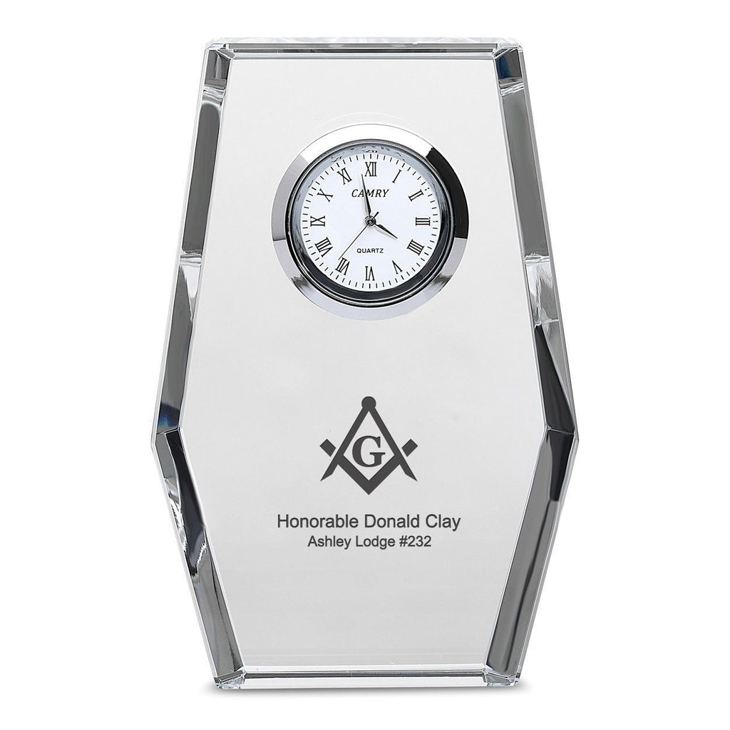 Masonic Personalized Crystal Desk Clock