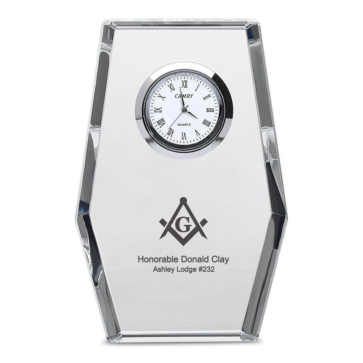 Masonic Personalized Crystal Desk Clock