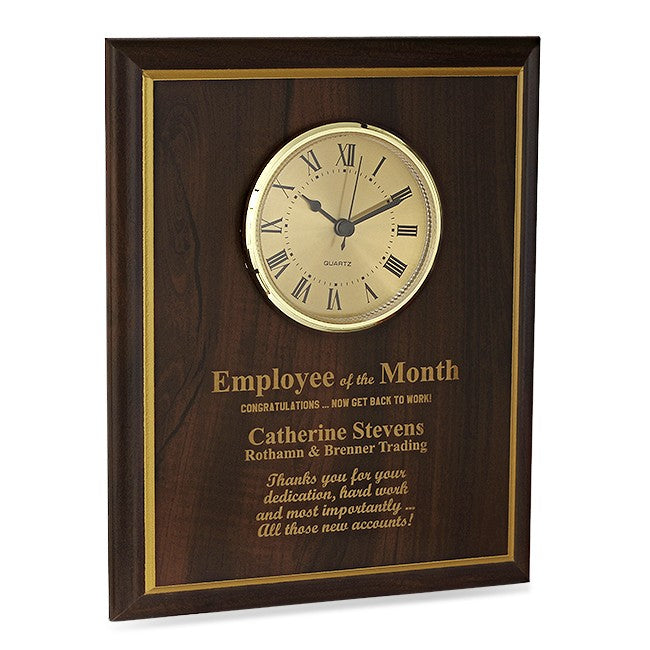 Employee Of The Month Recognition Wall Plaque with Clock