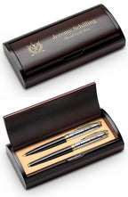 Crossing Golf Clubs Laser Engraved Double Pen Set with Wood Box