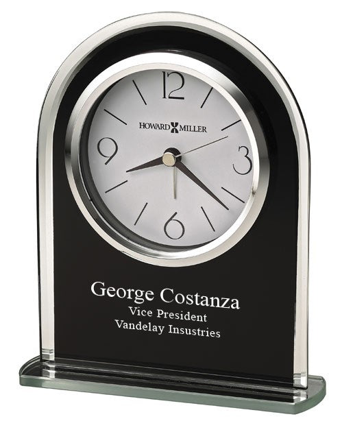 Ebony Luster Black Glass Alarm Clock by Howard Miller