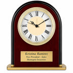 Arched Mahogany & Black Personalized Desk Clock - Executive Gift Shoppe