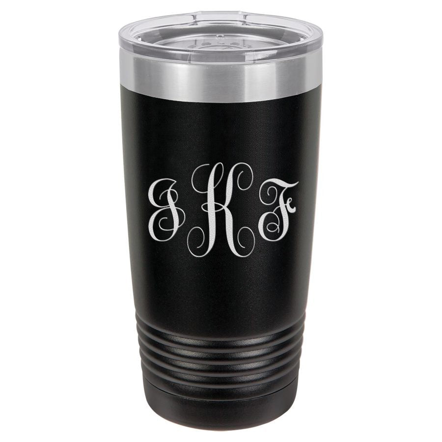 Script Monogram 20 Ounce Black Polar Camel Travel Mug