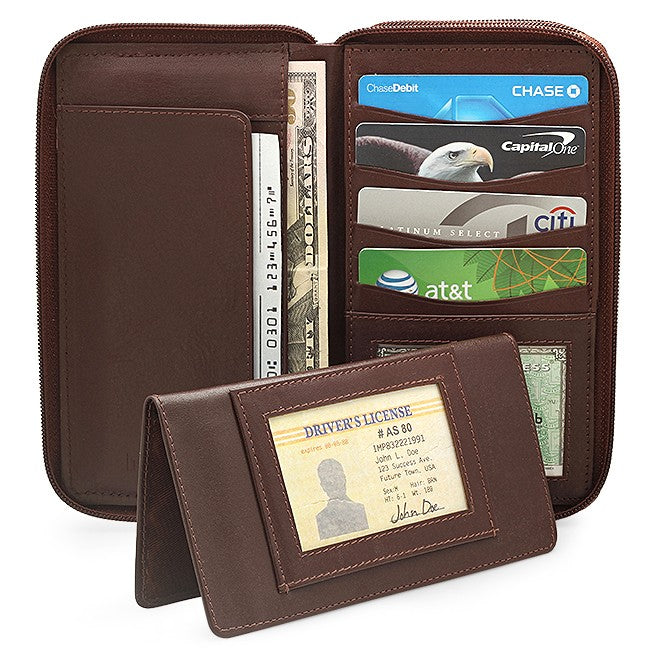 Premium Leather Double Zipper Closing Lady's Checkbook Clutch