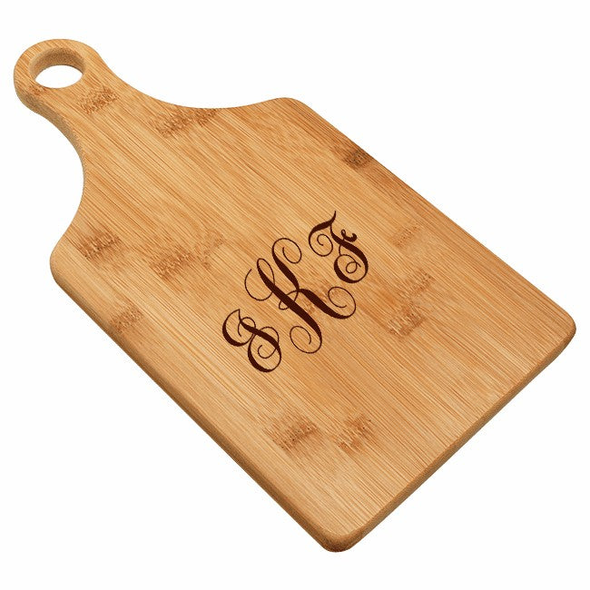 Script Monogram Bamboo Paddle Shape Cutting Board