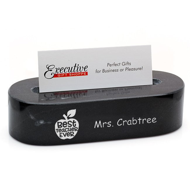 Best Teacher Ever Oval Desktop Business Card Holder