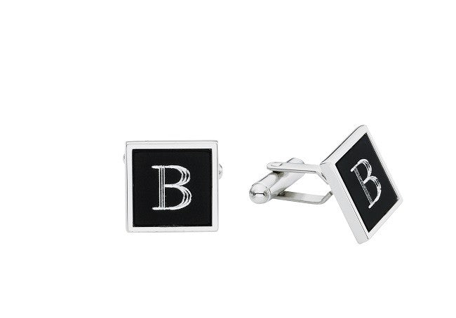 Black Initial Cufflinks