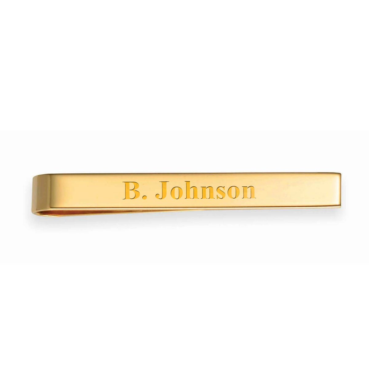 Polished Finish Engraved 14K Gold Tie Clip