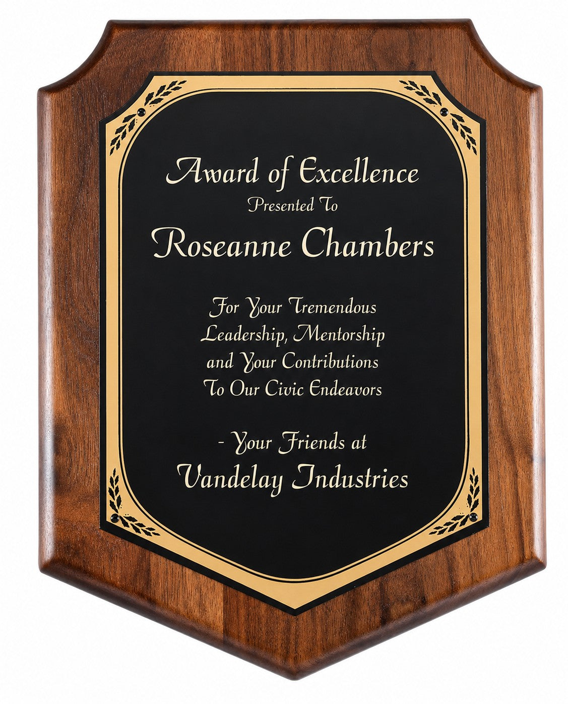 Walnut Plaque With Black Brass Engraving Plate - PC582