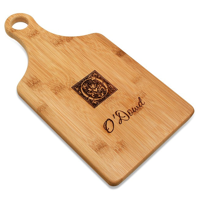 Monogram Bamboo Paddle Shape Cutting Board - Executive Gift Shoppe