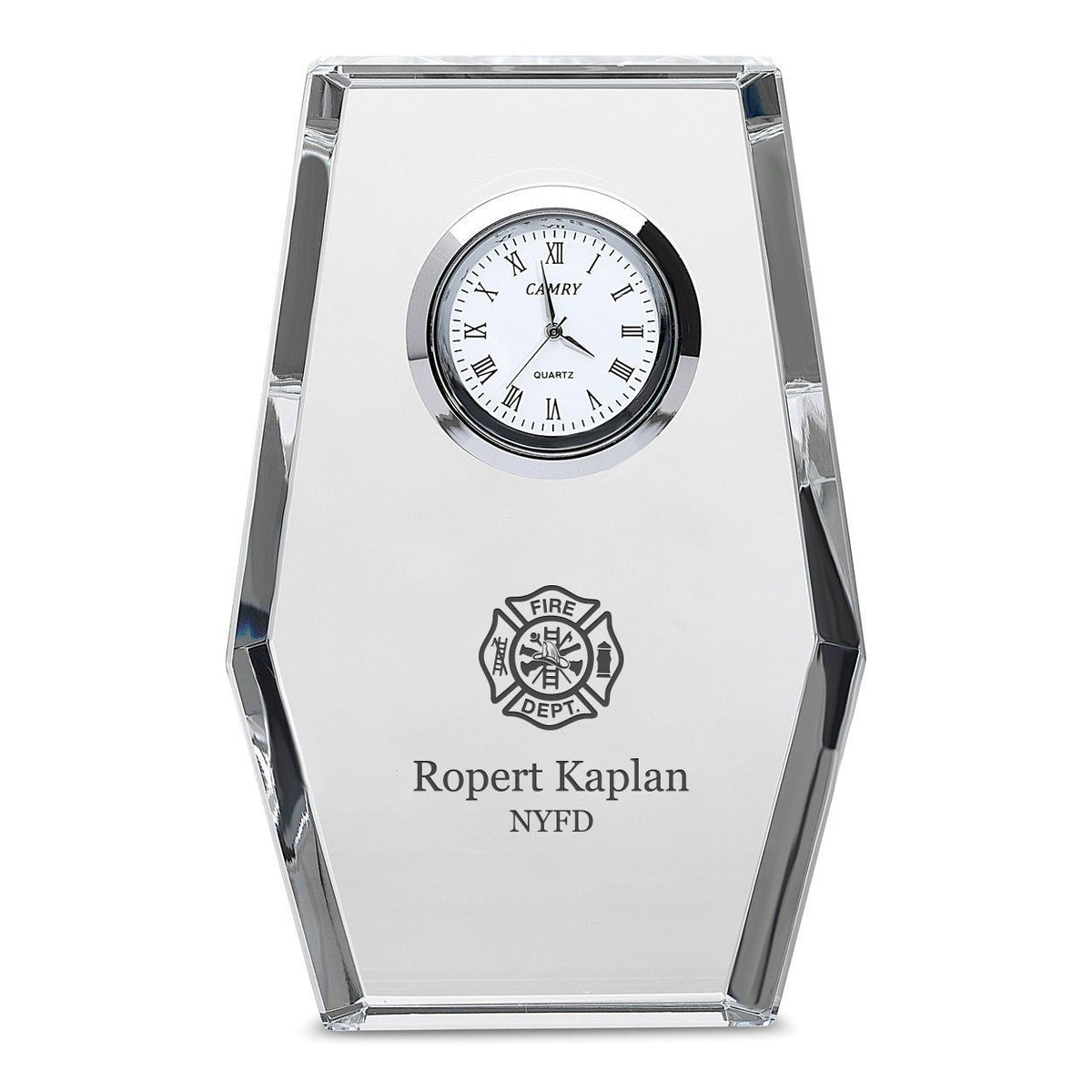 Firefighter Personalized Crystal Desk Clock