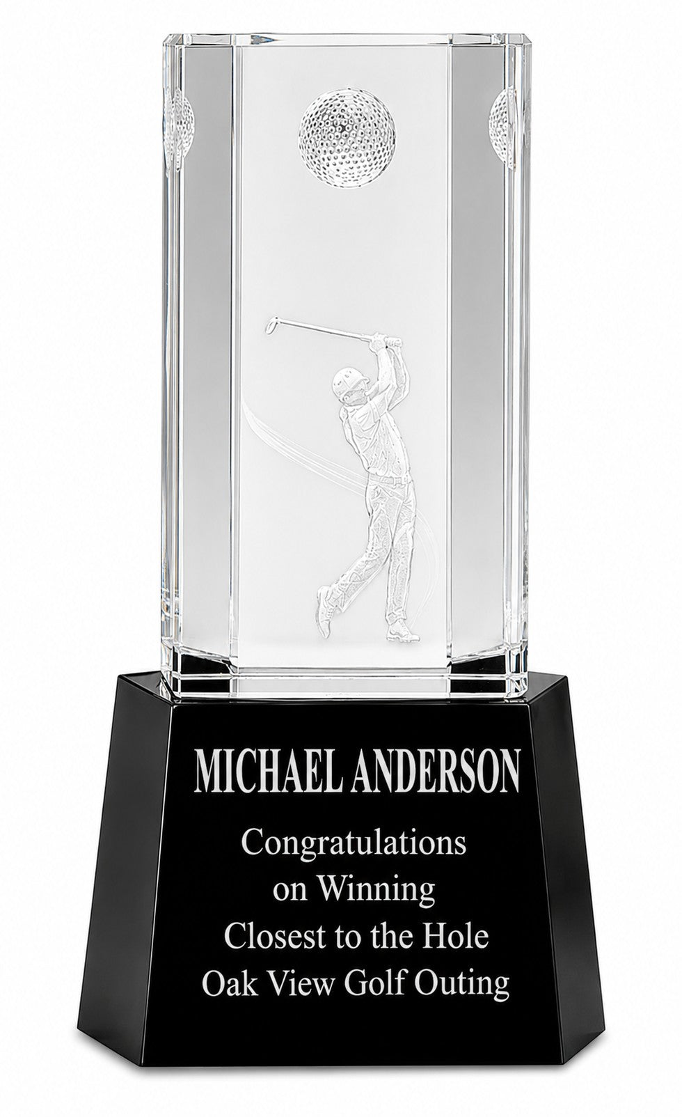 Personalized Crystal Golf Scene Desktop Award