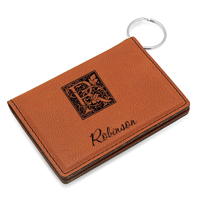 Initial Monogram Rawhide ID Holder & Keychain