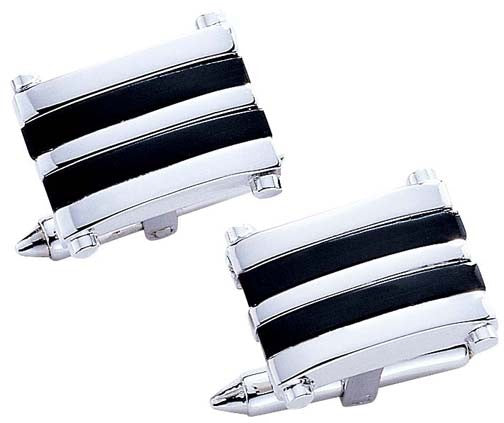 Gallery Collection Sterling Silver & Onyx Cufflinks