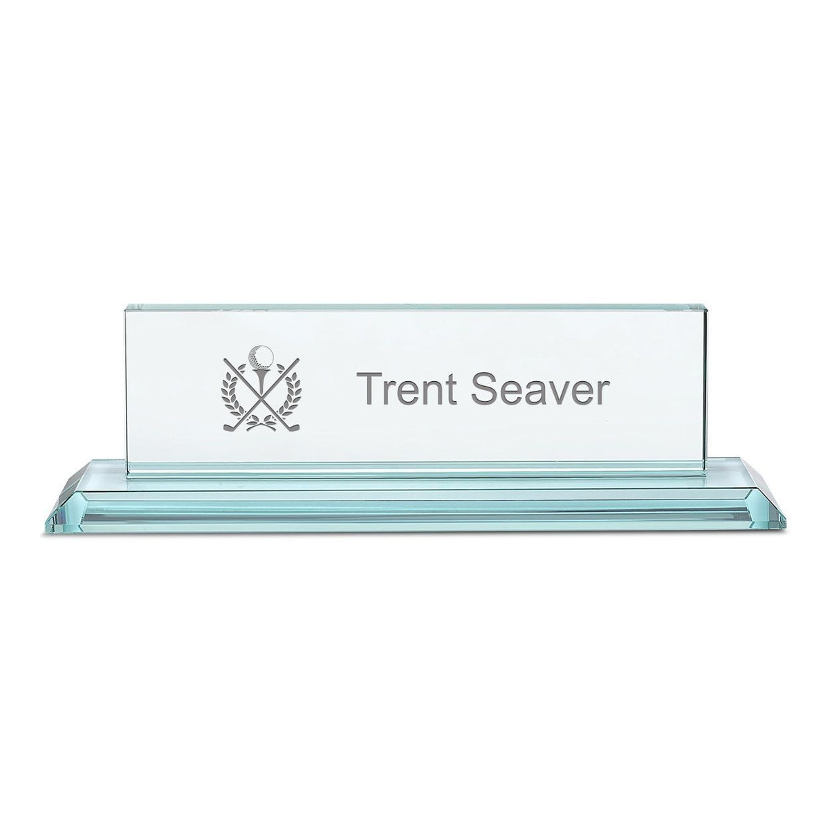 Distinguished Collection Crossing Golf Clubs Theme Theme Personalized Crystal Desktop Name Plate