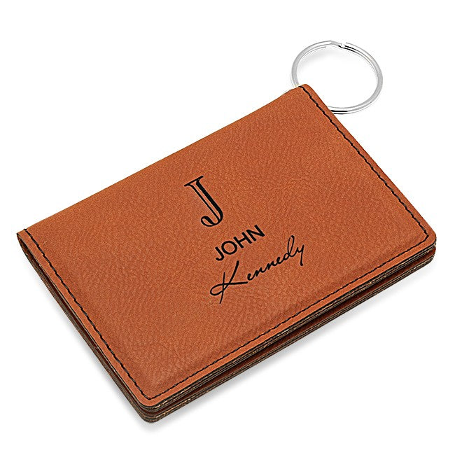 Full Name Monogram Rawhide ID Holder & Keychain