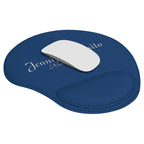 Personalized Blue & Silver Leatherette Mousepad