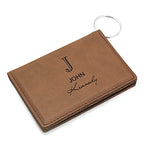 Full Name Monogram Dark Brown ID Holder & Keychain