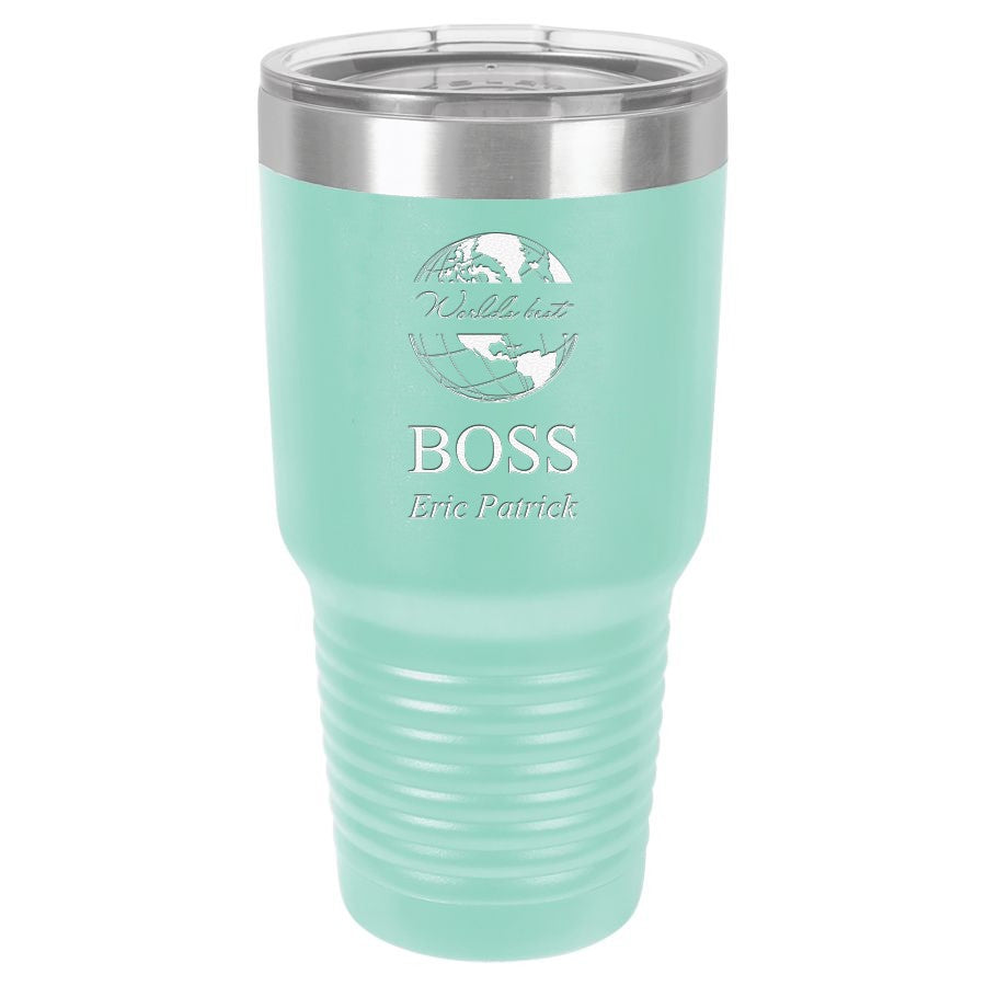 World's Best Boss Personalized 30 Ounce Teal Polar Camel Ringneck Tumbler