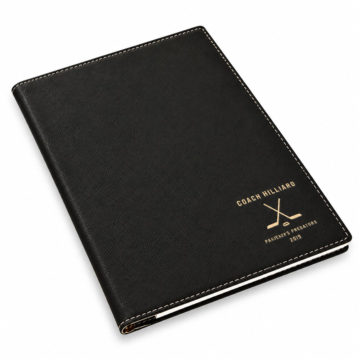 Hockey Coach's Personalized Black Leatherette Portfolio