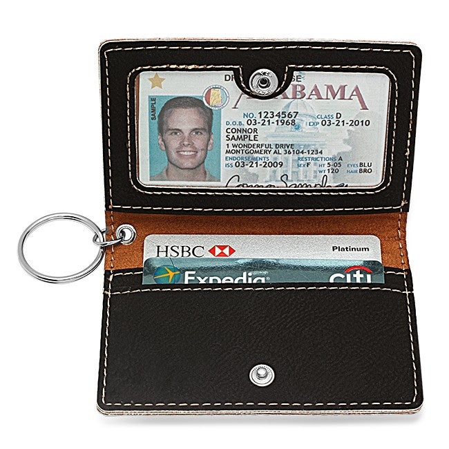 Initial Monogram Black ID Holder & Keychain