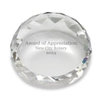 Laser Engraved Uneven Round Paperweight & Desktop Award with Faceted Edges