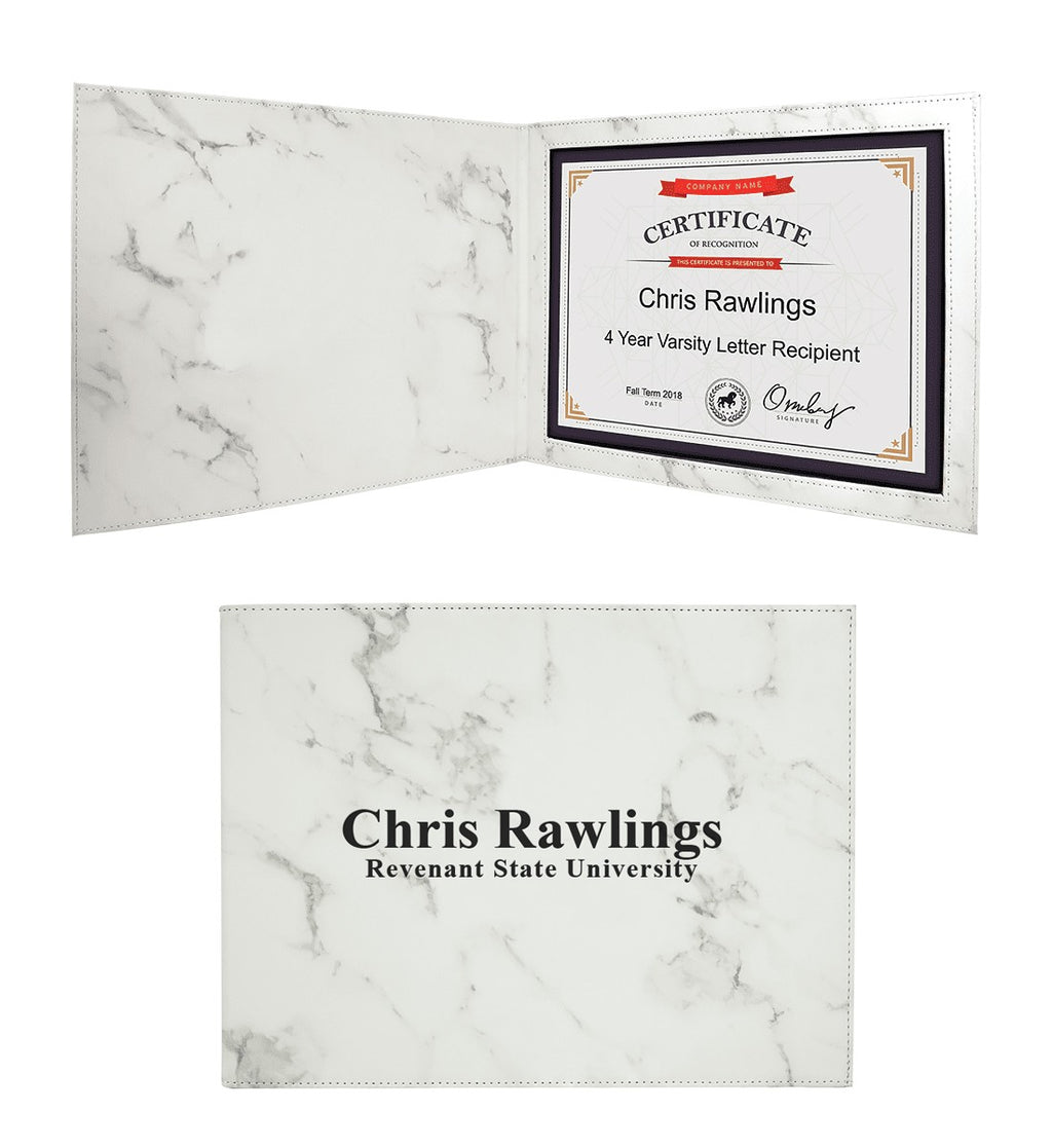 Personalized White Marble Certificate Holder