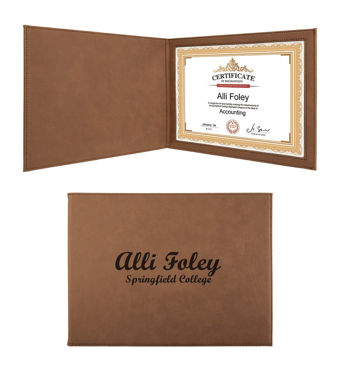 Personalized Dark Brown Certificate Holder