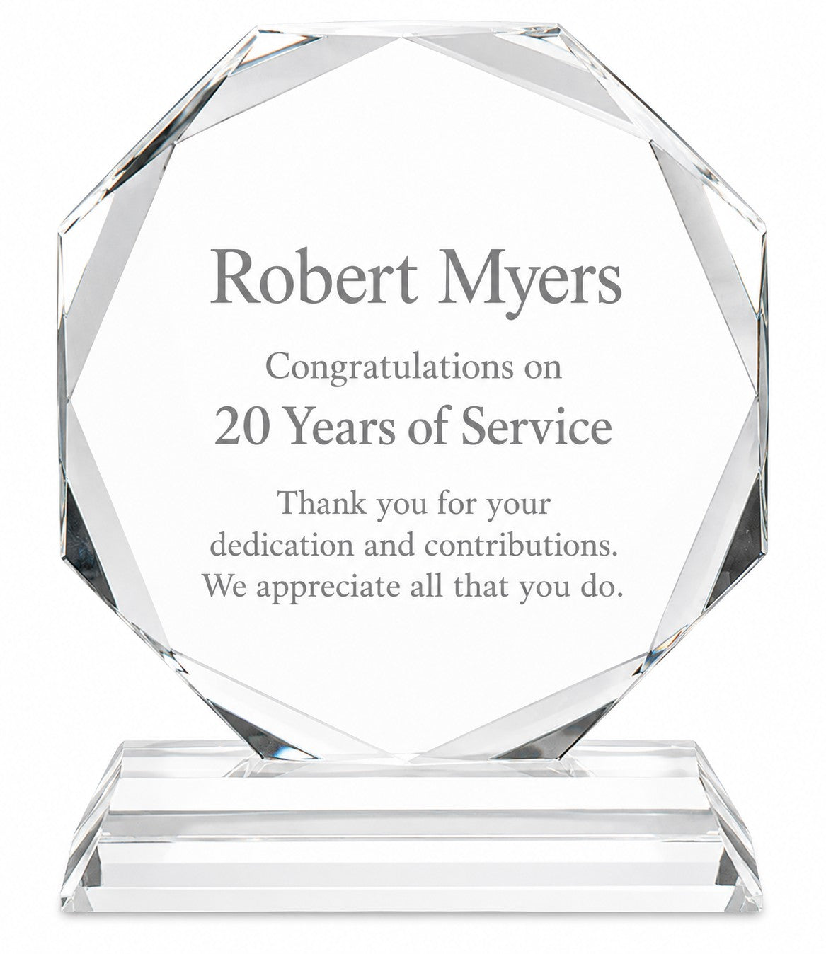Personalized Octagon Crystal Award