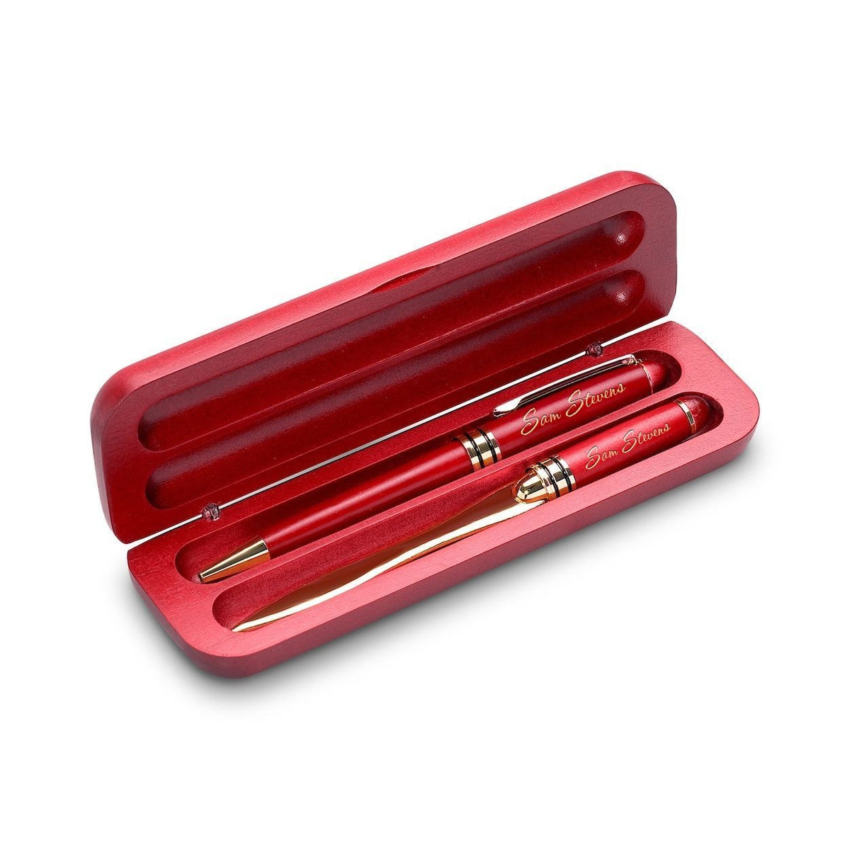Last Name Monogram Personalized Cherrywood Pen & Letter Opener Set