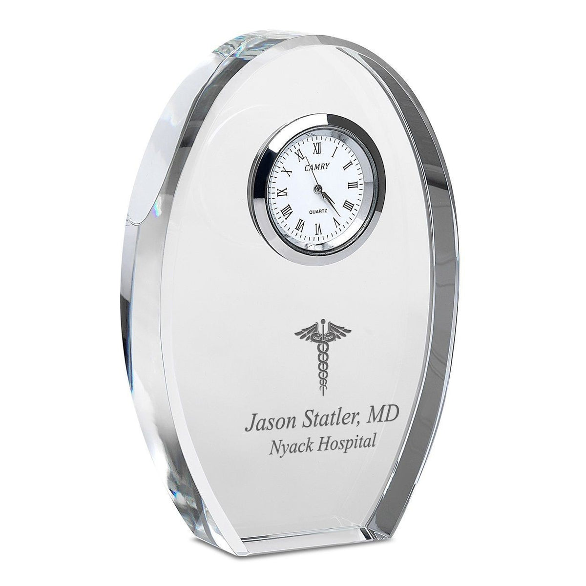 Doctor Personalized Oval Crystal Desk Clock