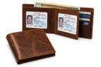 Executive Collection RFID Blocking Brown Leather Bifold Wallet with Double ID Holder