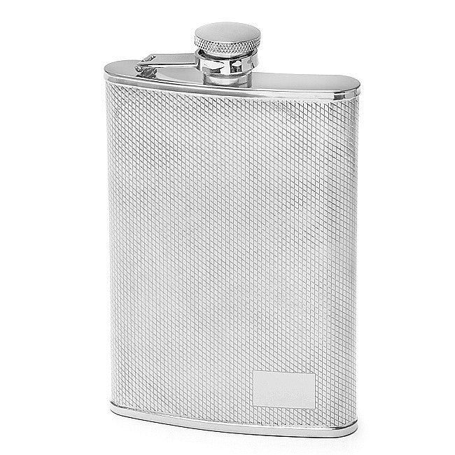 8 Ounce Diamond Pattern Engraved Flask - Executive Gift Shoppe
