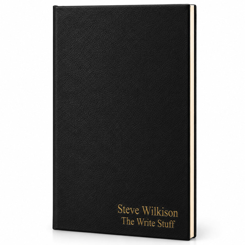 Personalized Black & Gold Journal with Black Satin Bookmark