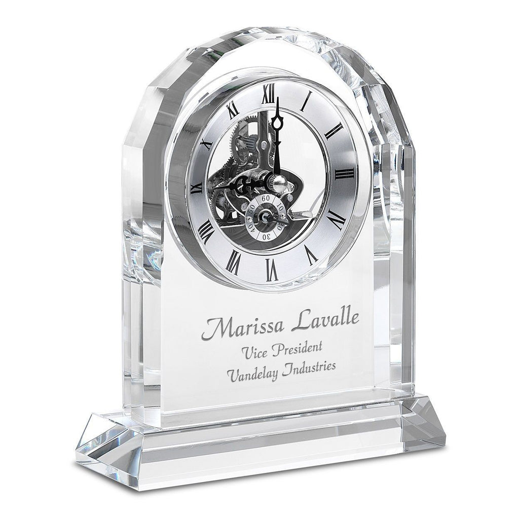 Solid Crystal Personalized Quartz Clock With Arched Top