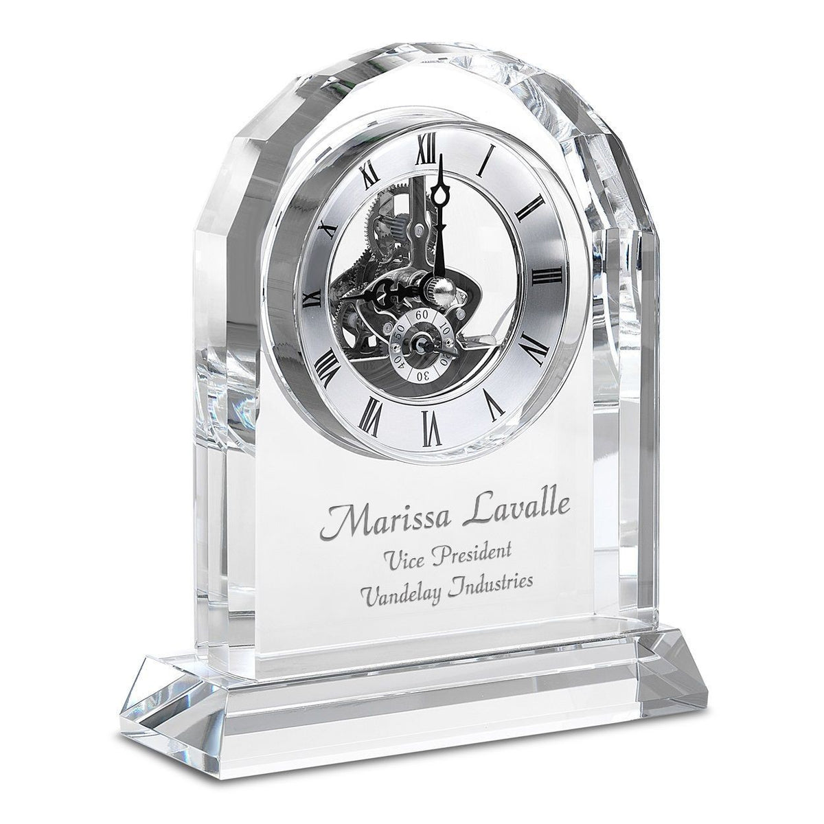 Solid Crystal Personalized Quartz Clock With Arched Top