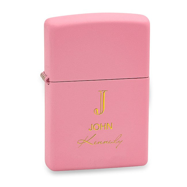 Full Name Monogram Pink Matte Zippo Lighter