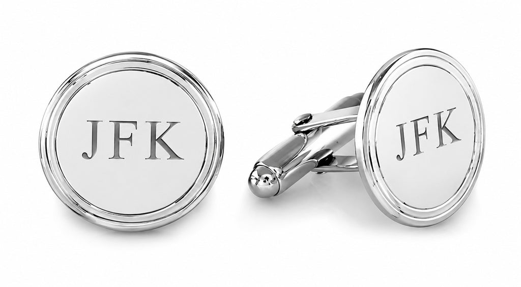Sterling Silver Tier Collection Engravable Round Cufflinks