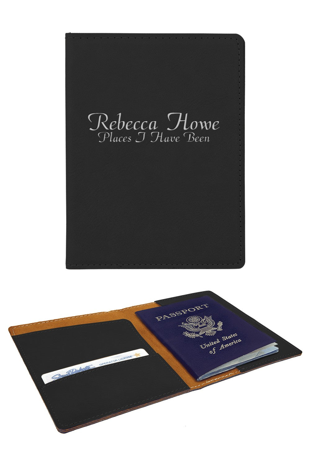 Personalized Black & Silver Passport Holder