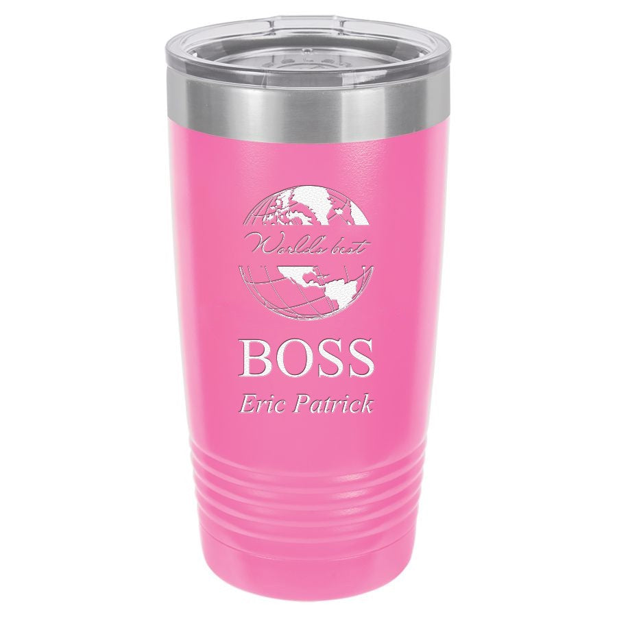 World's Best Boss Personalized 20 Ounce Pink Polar Camel Travel Mug
