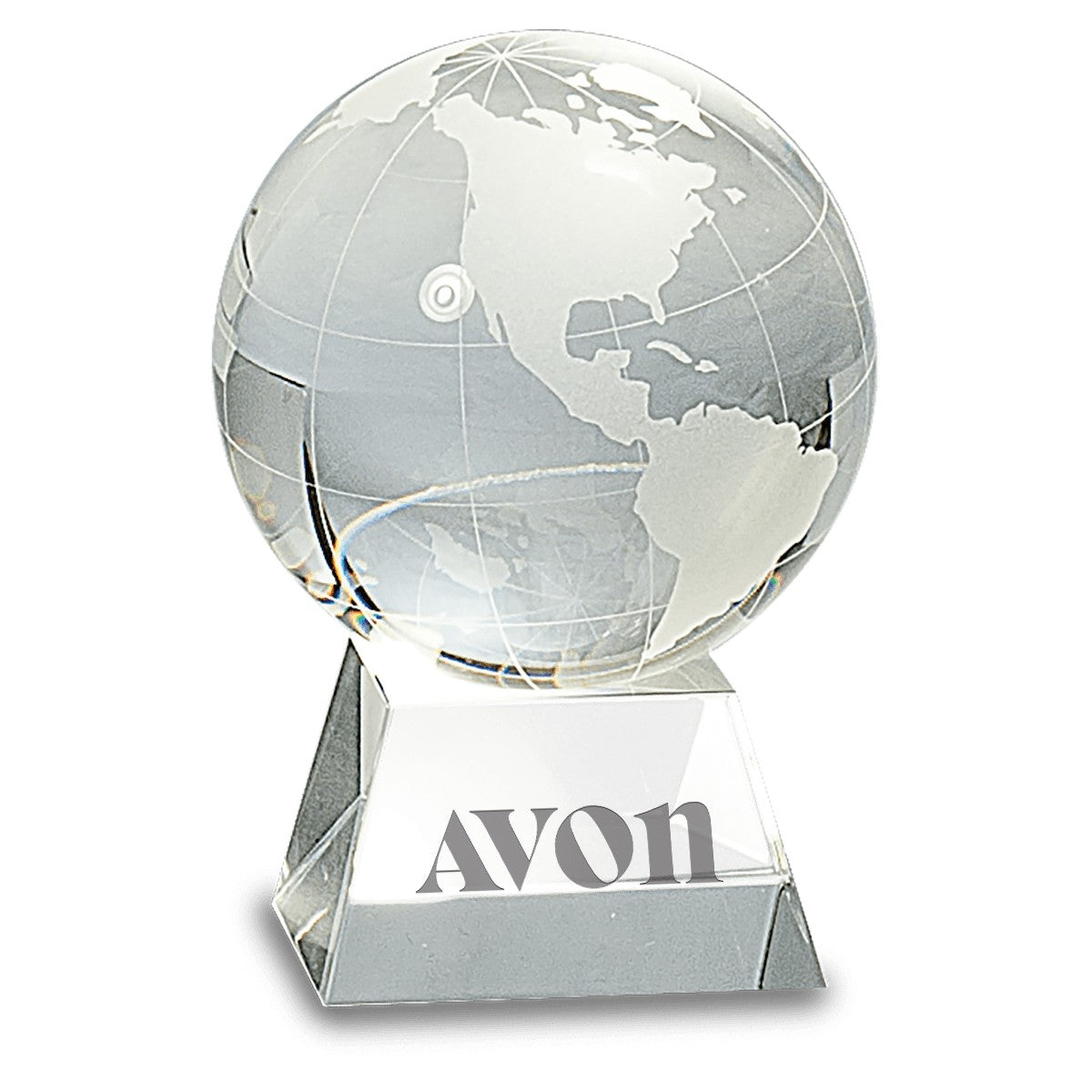 Clear Crystal Globe With Laser Engraved Pedestal Base - 4 1/2" Height