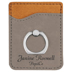 Personalized Gray Phone Wallet with Ring