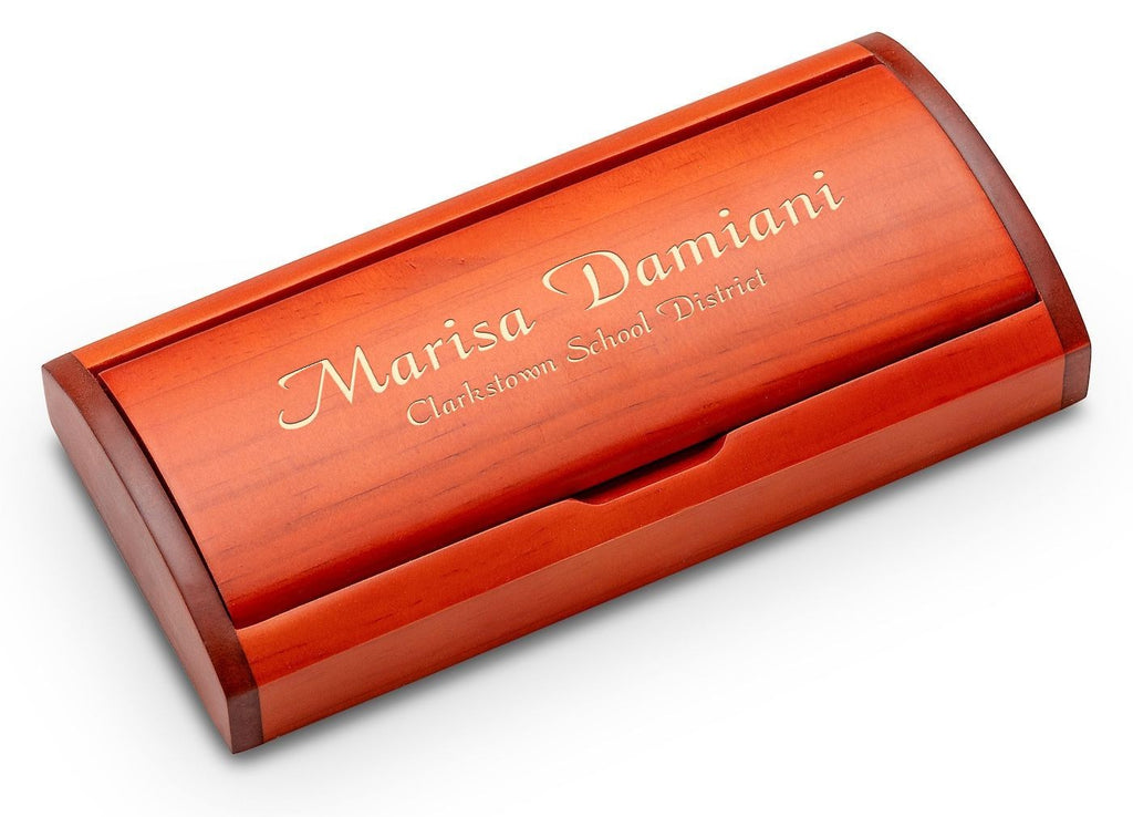Personalized Diamond Cut Ballpoint Pen & Saddle Wood Gift Set